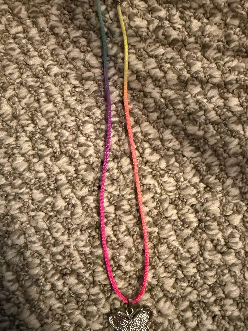Kids Rainbow Cord Necklace with Mood changing Butterfly Charm